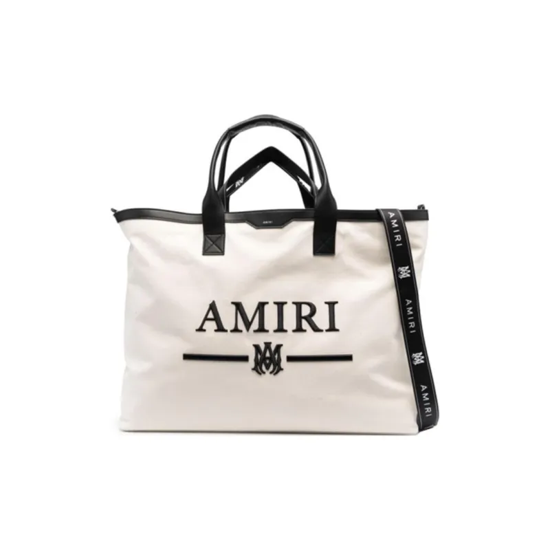AMIRI Cotton With Calfskin Tote Bag Shopping Bag Handbag Regular Men's Beige-0