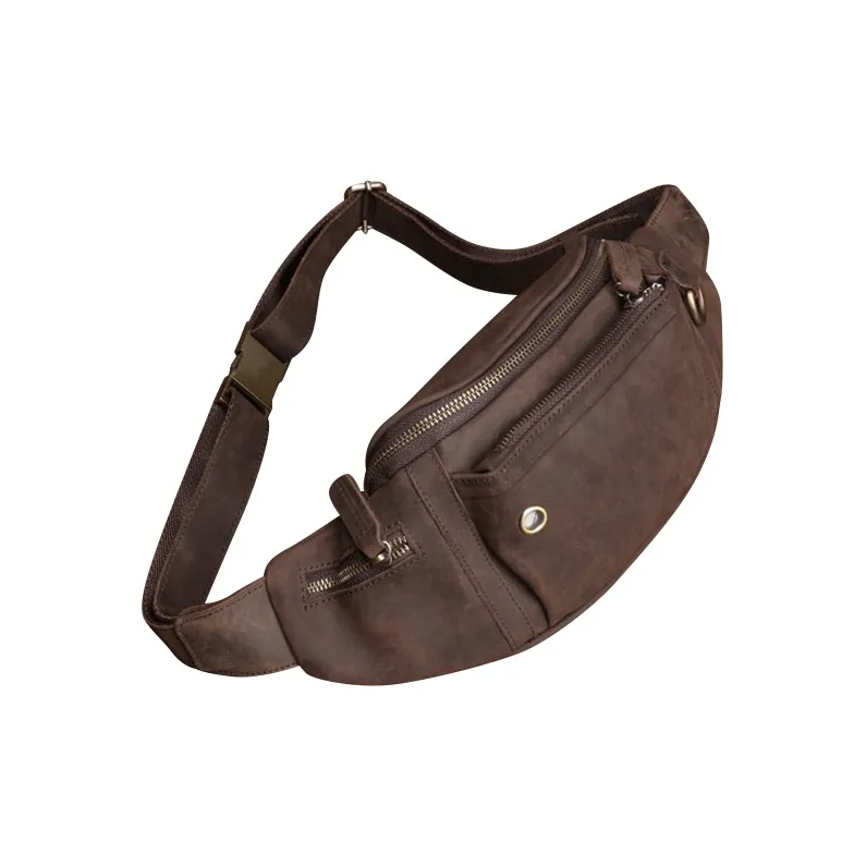 DOSRFINI Crazy Horse Leather Top Grain Cow Leather Sling Bag Men's-6