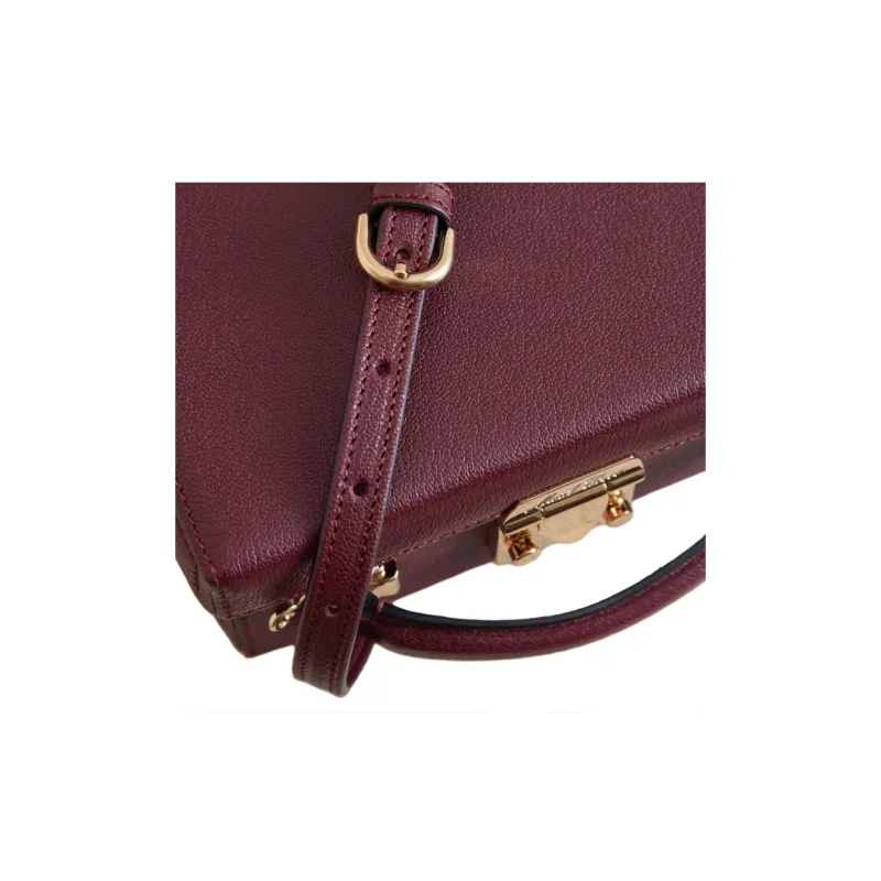 MARK CROSS Goatskin Handbag Shoulder Bag Crossbody Bag Women's Bordeaux Red-4