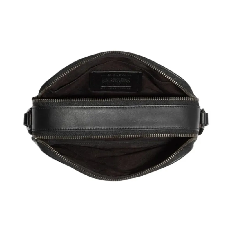 COACH Graham Canvas With Leather Camera Bag, Shoulder Bag Medium Size Men's Black & Dark Brown-2