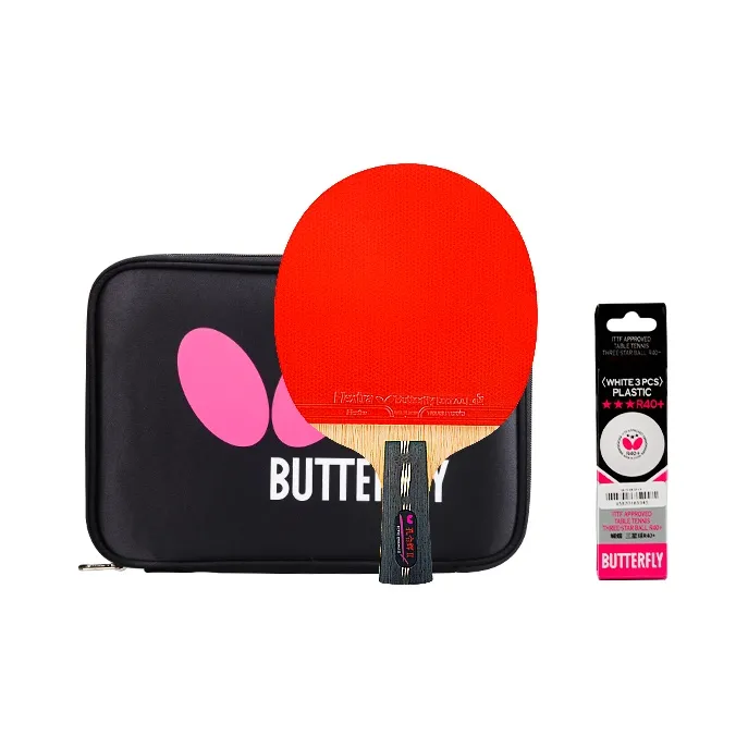 Butterfly Kong Linghui Ping Pong Paddles Unisex All Wood With Carbon Fiber Black/Red-6