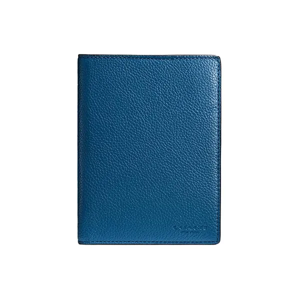 COACH Delicate Pebble Leather Card Holder, Wallet, Passport Holder Trumpets Unisex Blue-0