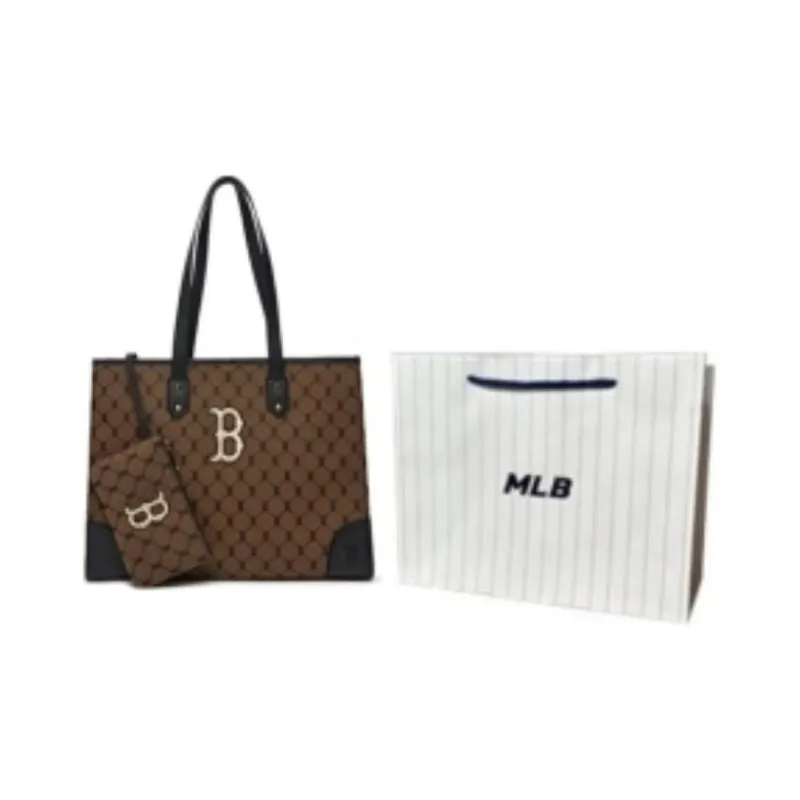 MLB Monogram Collection Polyester Combo Bag Tote Bag Shopping Bag Shoulder Bag Handbag Regular Unisex Dark Brown Mocha-8