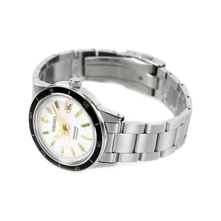 SEIKO Automatic Mechanical Movement Stainless Steel Strap Watch Men's Watches White Dial-4