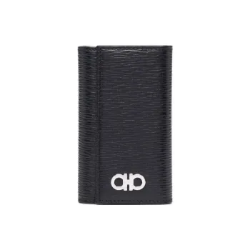 FERRAGAMO Calfskin Keychain Wallet Men's Black