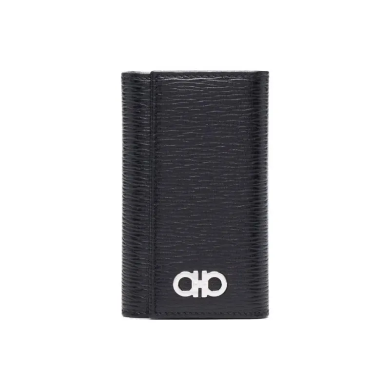 FERRAGAMO Calfskin Keychain Wallet Men's Black-0