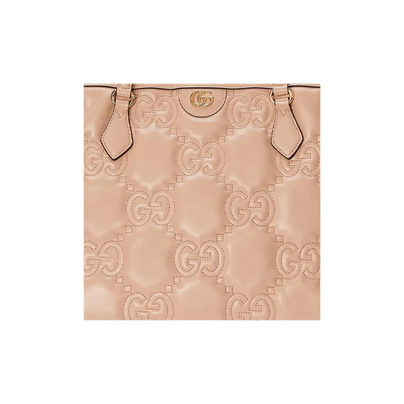 GUCCI GG Matelassé Leather Tote Bag Shopping Bag Shoulder Bag Handbag Medium Size Women's Rose Beige-7