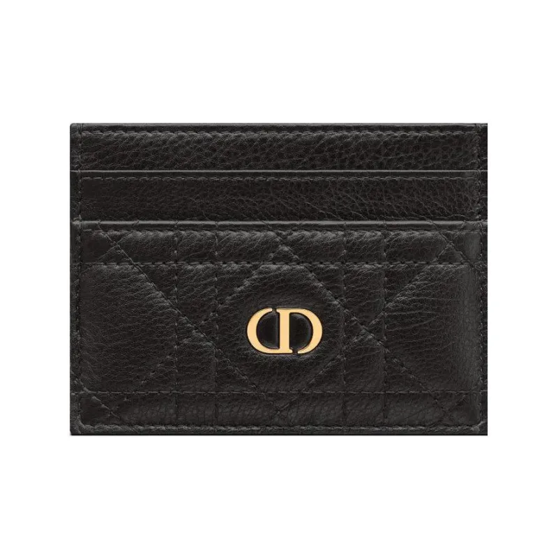 DIOR Soft Cow Leather Card Clip Money Clip Card Holder Women's Black-0