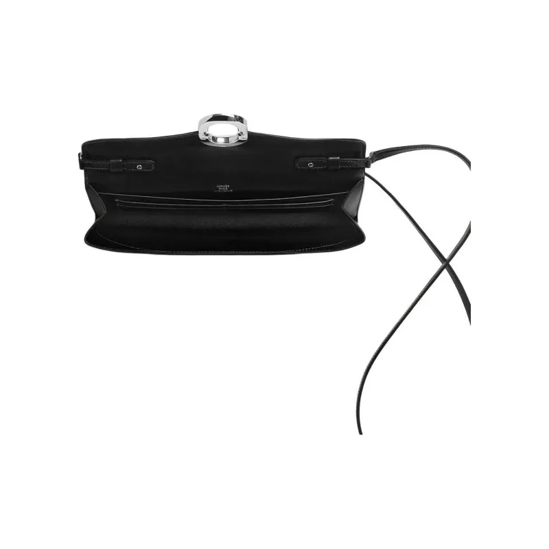 HERMES Maillon To Go Tadelakt Leather Wallets Shoulder Bag Crossbody Bag Women's 89 Noir Black-2