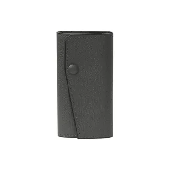 Valextra Leather Key Pouch Unisex Dark Gray