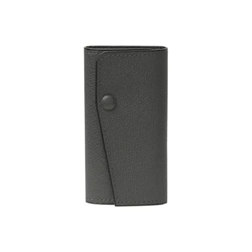 Valextra Leather Key Pouch Unisex Dark Gray