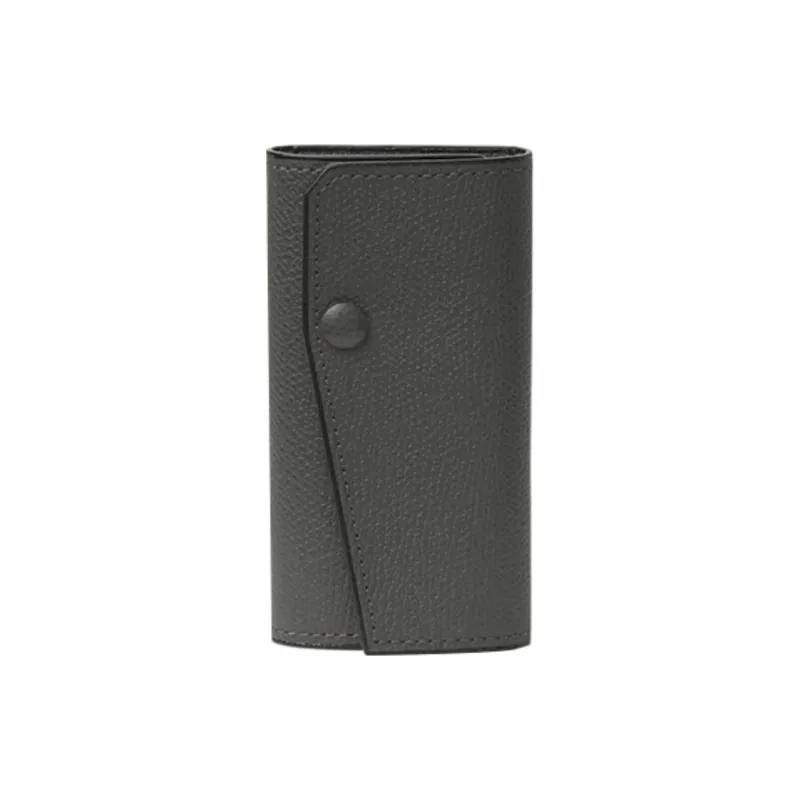 Valextra Leather Key Pouch Unisex Dark Gray-0