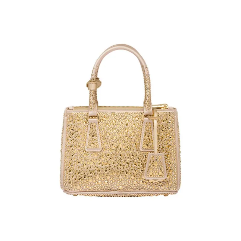 PRADA Galleria Killer Bag Fabric Tote Bag Shopping Bag Shoulder Bag Crossbody Bag Handbag Mini Women's Gold-2
