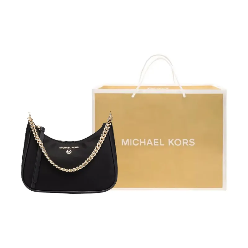 MICHAEL KORS Jet Set Charm Leather Trim Shoulder Bag, Handbag Trumpets Women's Black-6