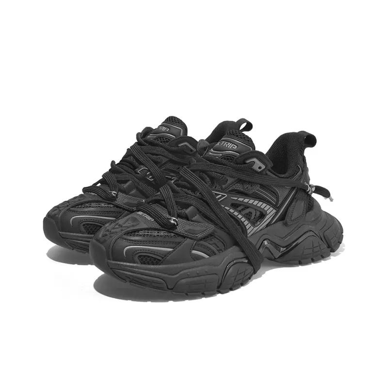 SK.TRIP Crossbow Series Chunky Sneakers Unisex Low Top Jet Black/Phantom Gray/Clear Azure Blue-3