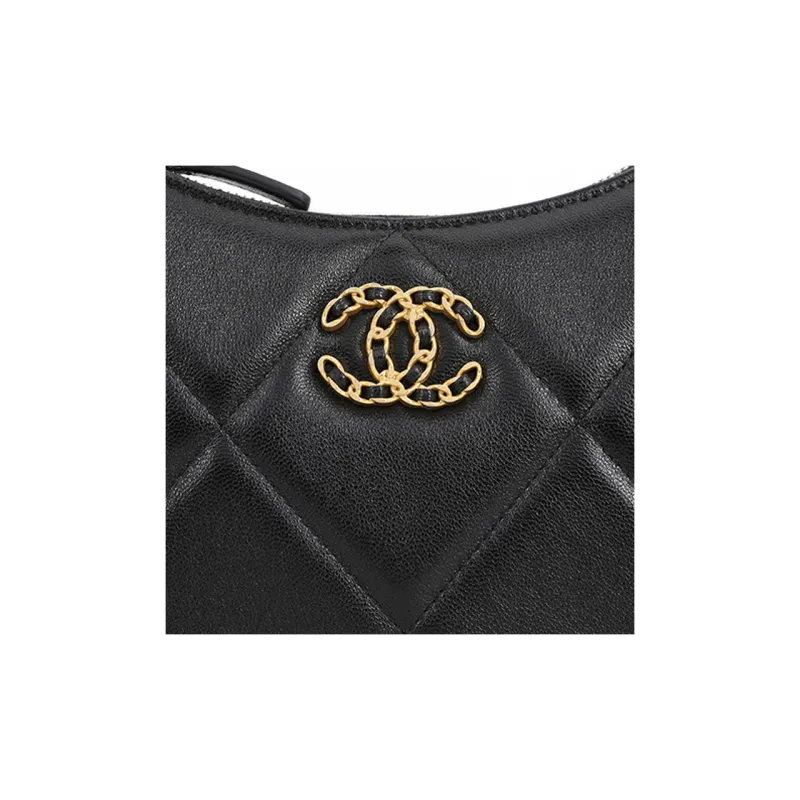 CHANEL 19Bag Sheepskin Pea Bag Shoulder Bag, Crossbody Bag Mini Women's Black-4