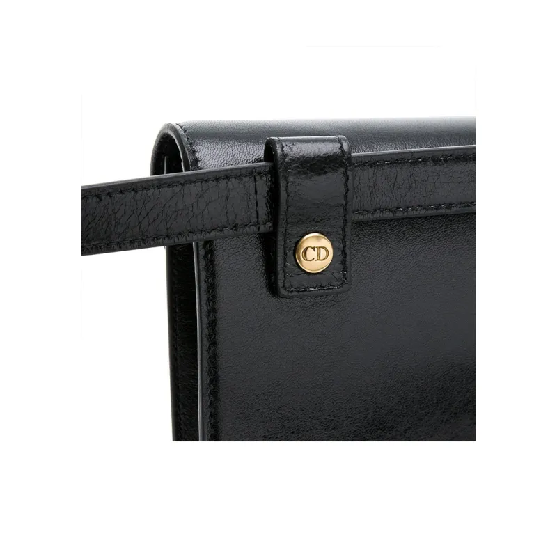 DIOR Patent Leather Patchwork Cow Leather Fanny Pack Women's Black-4