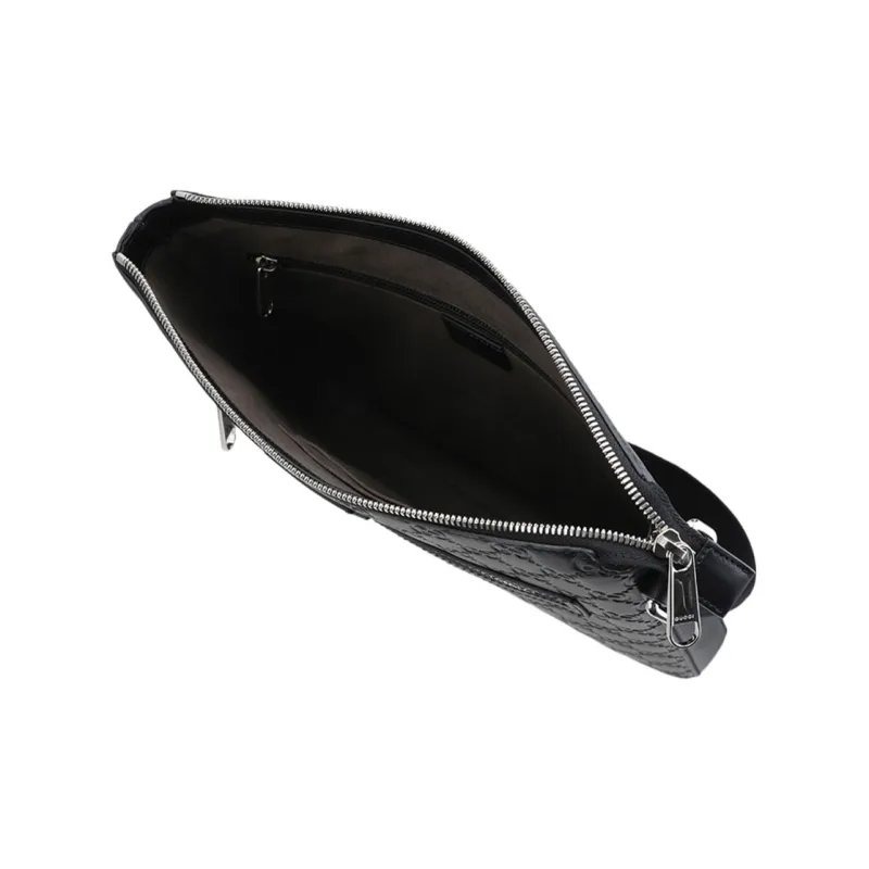 GUCCI Leather Messenger Bag, Shoulder Bag, Crossbody Bag Men's Black-4