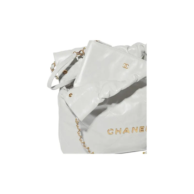 CHANEL 22Bag Bright Calfskin Trash Bag, Tote Bag, Shopping Bag, Handbag, Shoulder Bag Women's Light Blue Gray-4