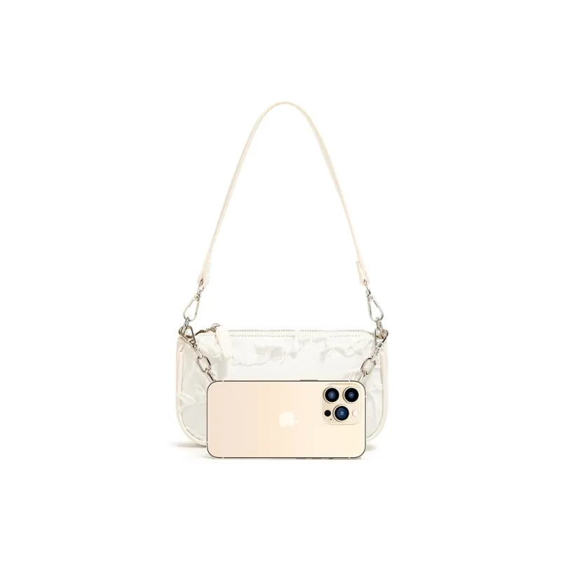 MACKJANICE Polyurethane Bonded Synthetic Leather Shoulder Bag Women's Fringe White-4