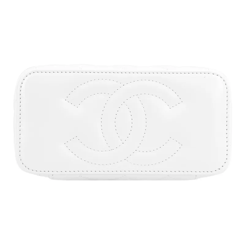 CHANEL 23P SS Leather Chain Box Bag, Makeup Bag, Storage Bag, Handbag, Shoulder Bag, Crossbody Bag Women's White-4