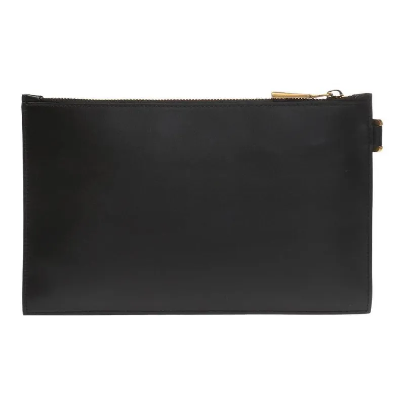 VERSACE Calfskin Clutch Men's Black-0