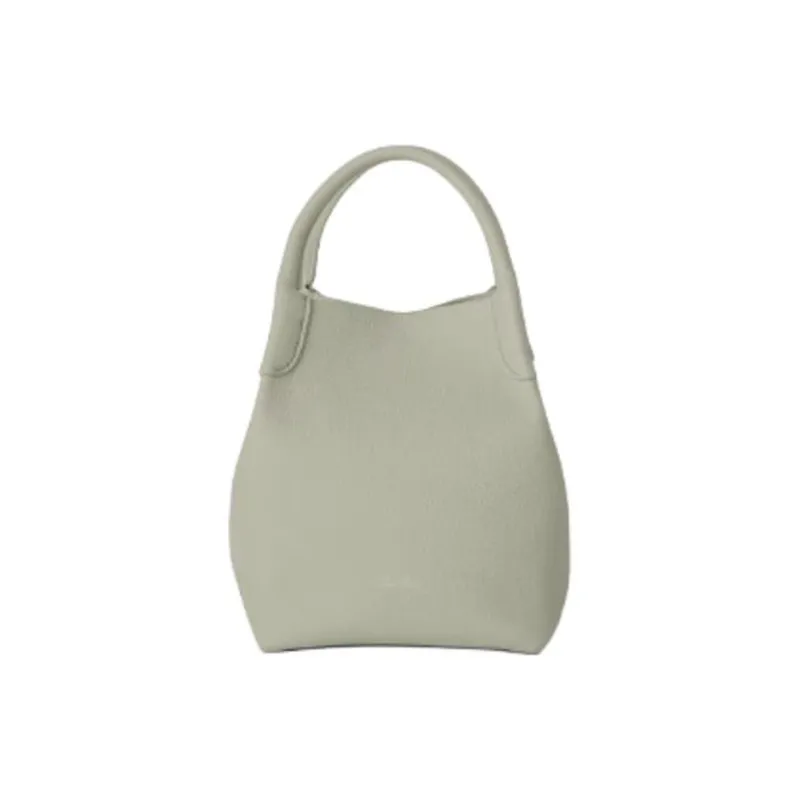 Loro Piana Calfskin Bucket Bag, Handbag, Shoulder Bag, Crossbody Bag Trumpets Women's Mustard Green-0