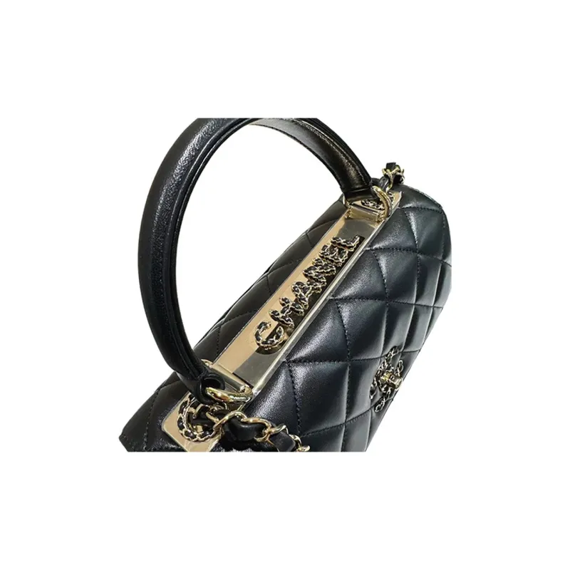CHANEL Trendy Cc Sheepskin One Shoulder Handbag Women's Black-4