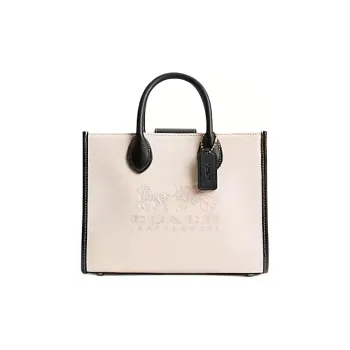 COACH Ace Cow Leather Tote Bag Shopping Bag Handbag Medium Size Women's Brass & Black