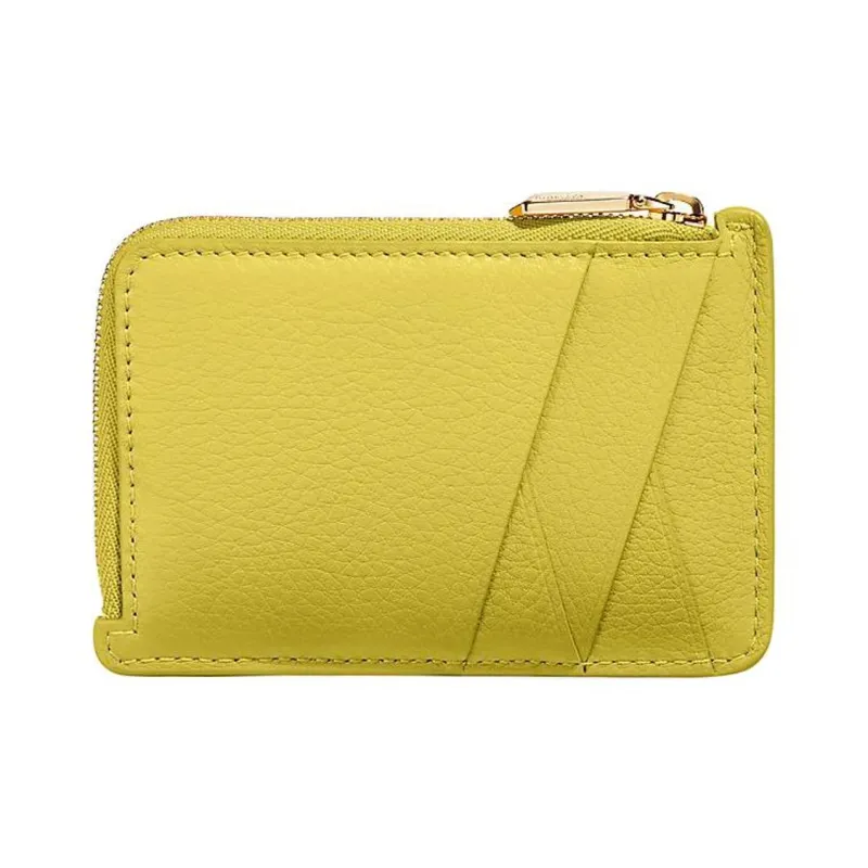 TIFFANY & CO. Leather Card Holder Women's Yellow Green-2