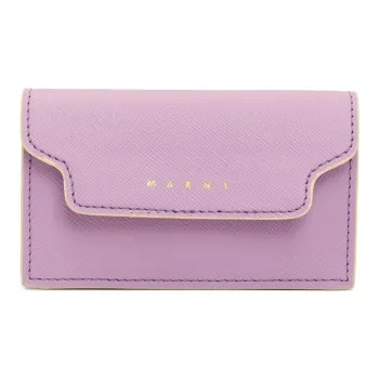 MARNI Saffiano Calfskin Card Holder Women's Purple