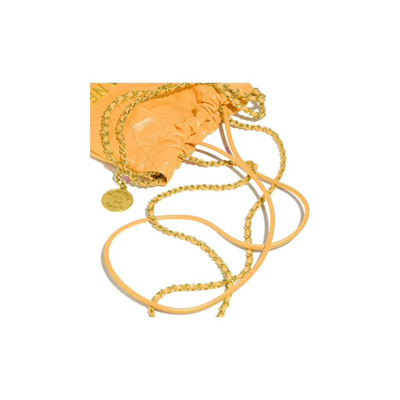 CHANEL 22Bag Calfskin Bucket Bag, Shoulder Bag, Crossbody Bag Mini Women's Orange Yellow-2