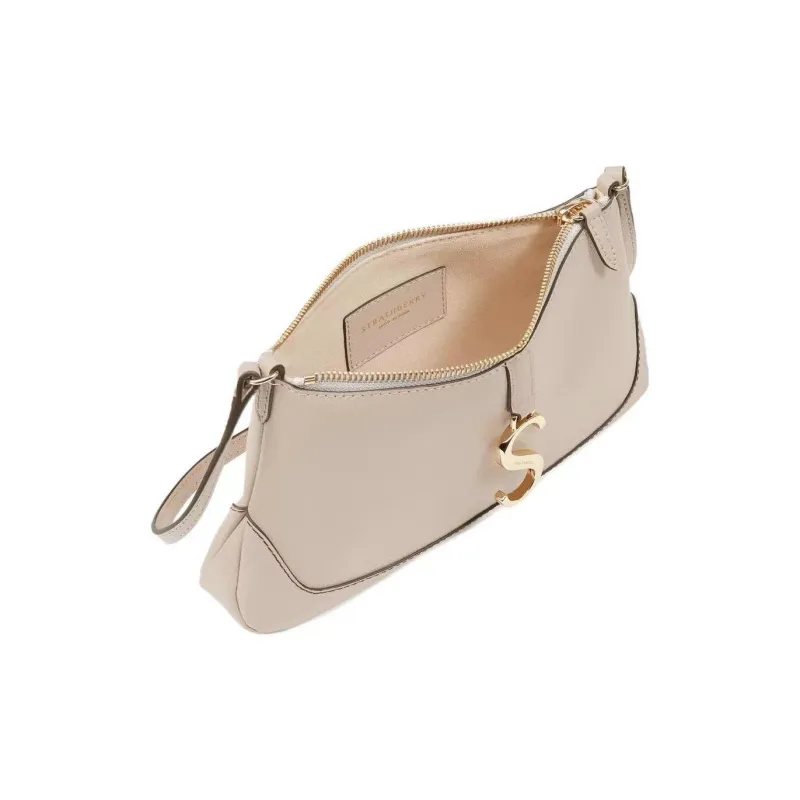 Strathberry Leather Baguette Bag Handbag Shoulder Bag Regular Women's Beige-3