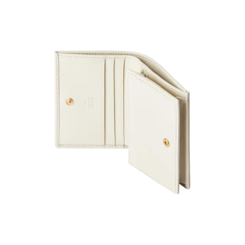GUCCI Horsebit 1955 Leather Card Holder, Wallet Women's White-4