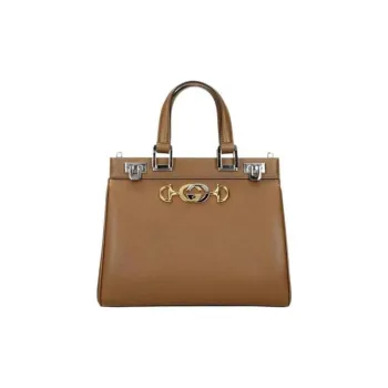 GUCCI Zumi Genuine Leather Shoulder Bag Crossbody Bag Handbag Small Size Women's Taupe