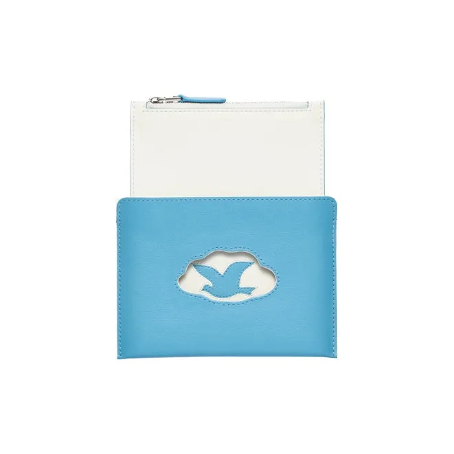 Delvau Magritte Calfskin Combination Card Holder Card Holder Women's Sky Blue/Ivory White-1