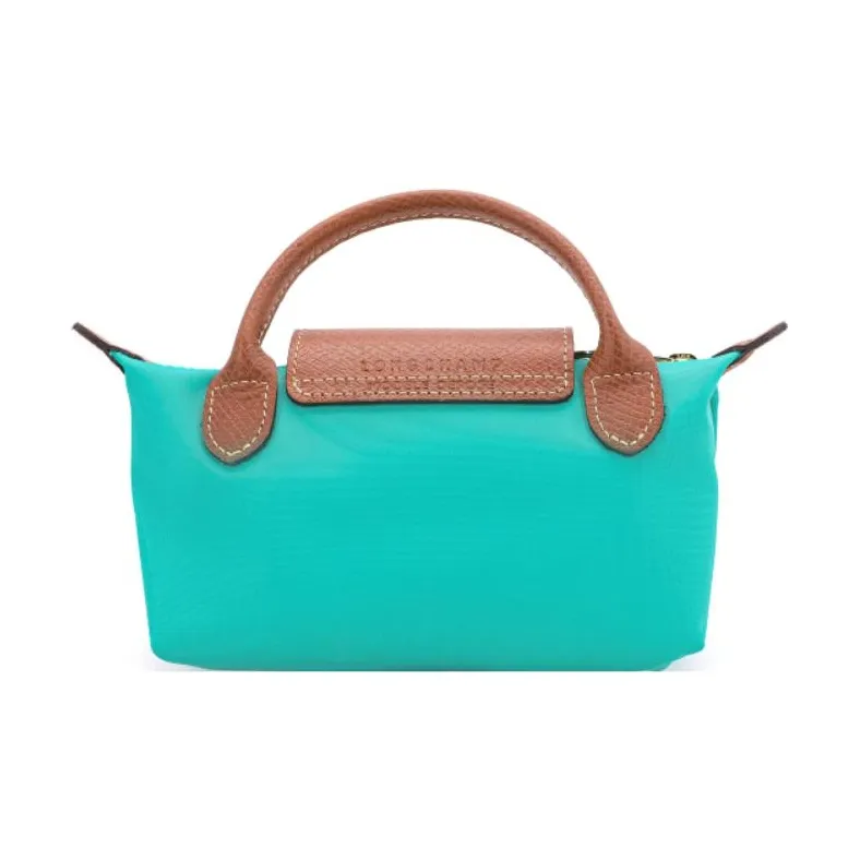 LONGCHAMP Le Pliage Recycled Canvas With Leather Canvas Bag, Dumpling Bag, Handbag Women's Lake Aqua Green-2