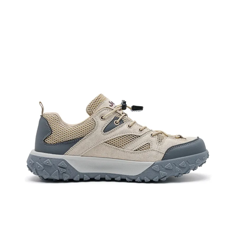 Jeep Cushioning Anti Slip Wear Resistant Breathable Supportive Balance Enhancing Low Top Trekking Shoes Men's Sand Gray-1