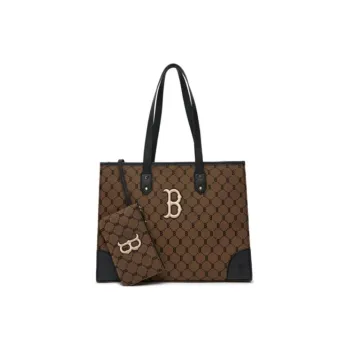MLB Monogram Collection Polyester Combo Bag Tote Bag Shopping Bag Shoulder Bag Handbag Regular Unisex Dark Brown Mocha