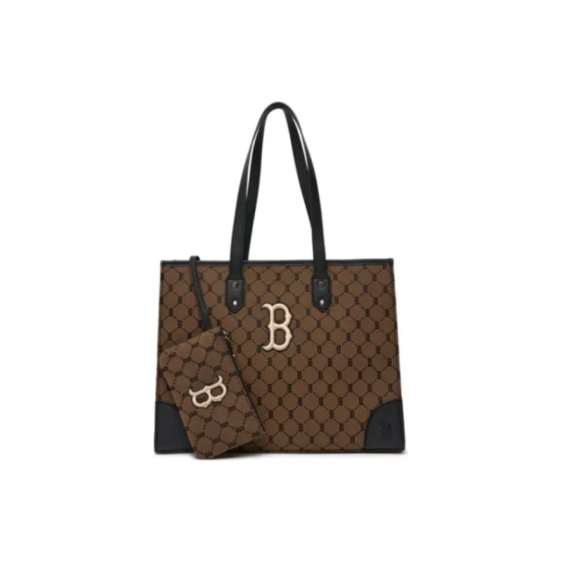 MLB Monogram Collection Polyester Combo Bag Tote Bag Shopping Bag Shoulder Bag Handbag Regular Unisex Dark Brown Mocha-0