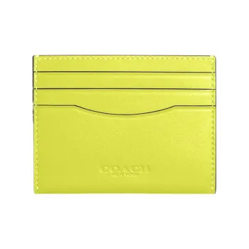 COACH Card Case Calfskin Wallets Card Holders Women's Lemon
