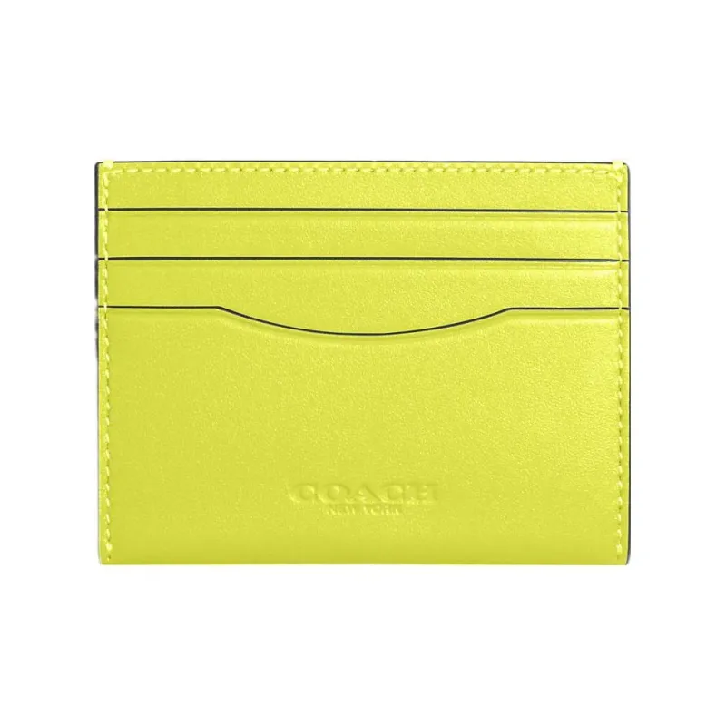 COACH Card Case Calfskin Wallets Card Holders Women's Lemon-0