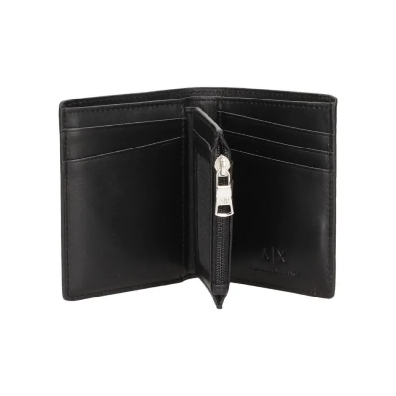 ARMANI EXCHANGEAE Cow Leather Patchwork With Fabric Wallet Men's Black-3