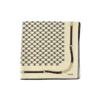CELINE Silk Scarves Women's Beige