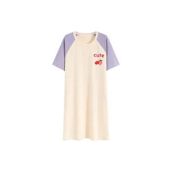Xiangdada Nightgown Men's Purple Apricot