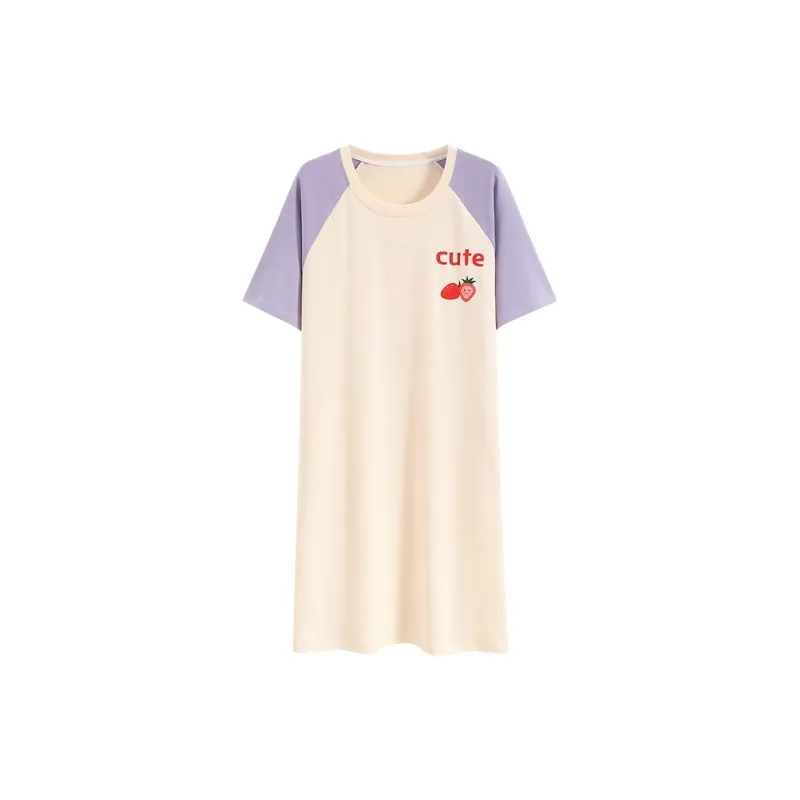Xiangdada Nightgown Men's Purple Apricot-0