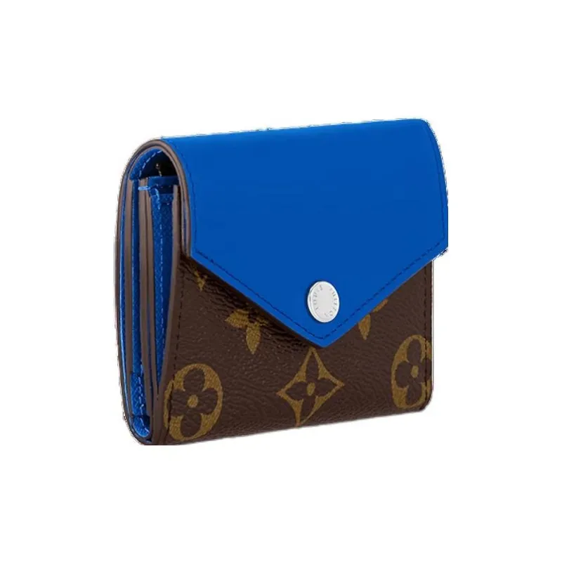 LOUIS VUITTON Monogram Canvas Wallet Regular Women's Brown & Blue-1