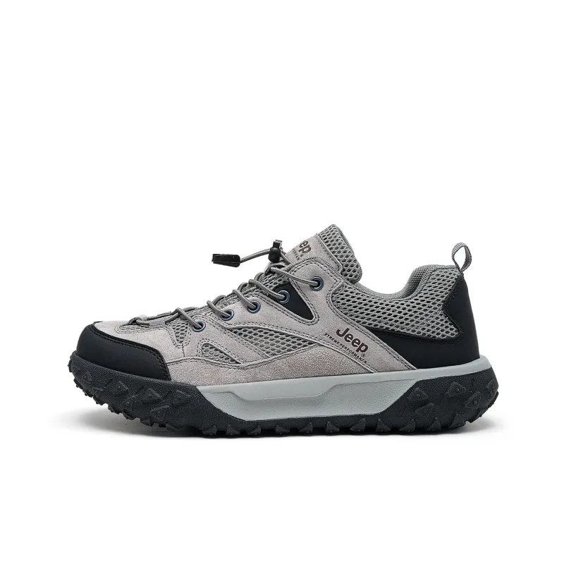 Jeep Cushioning, Slip Resistant, Abrasion Resistant, Breathable, Coverage, Support Low Top Hiking Shoes Men's Gray-0