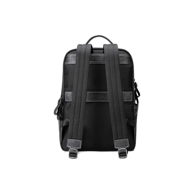 PIERRE CARDIN Top Grain Cow Leather, Water Repellent Genuine Leather Backpack Men's Black-2