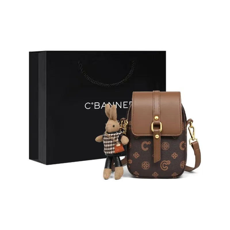 C°BANNER Synthetic Leather One Shoulder Small Square Bag Women's Nut Apricot/Coffee-2